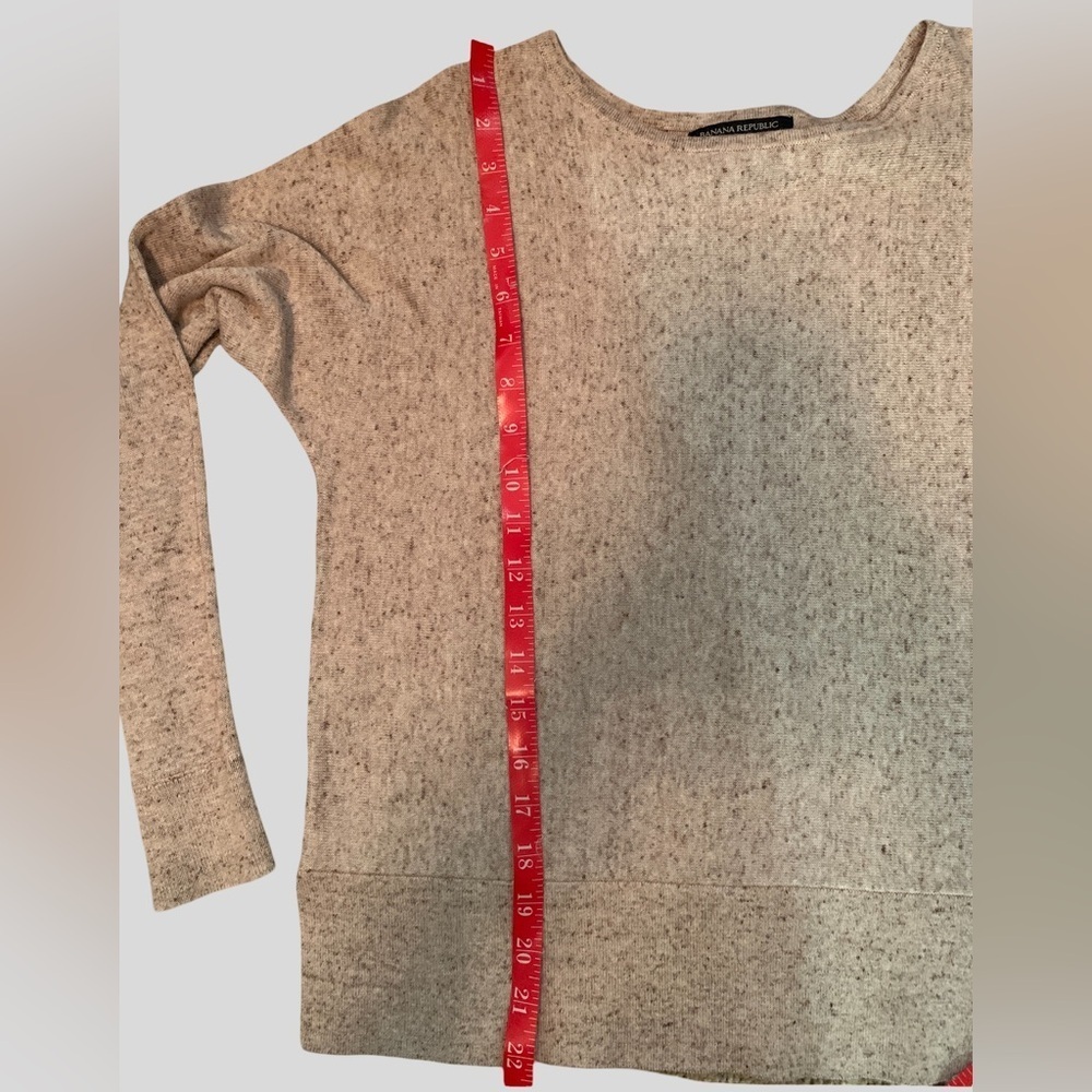 Banana Republic Sz XS Scoop Neck Marbled Oatmeal Long Sleeve Sweater very roomy - Picture 6 of 8